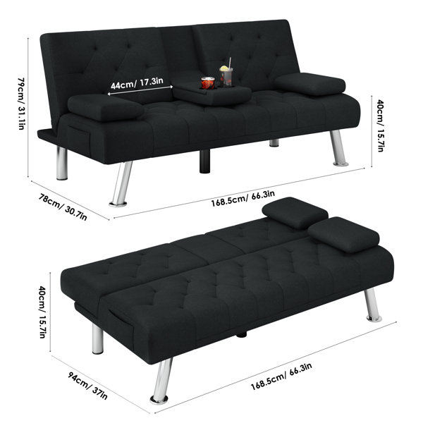 Latitude Run® Quinillo 66.3" Linen Armless Sofa Bed & Reviews Wayfair